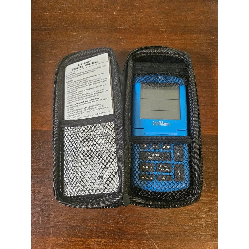 ThermoWorks ChefAlarm Digital Thermometer Blue Cooking Timer Case